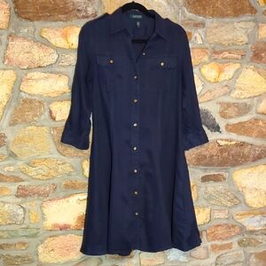 Lauren Ralph Lauren Dark Blue Linen Dress